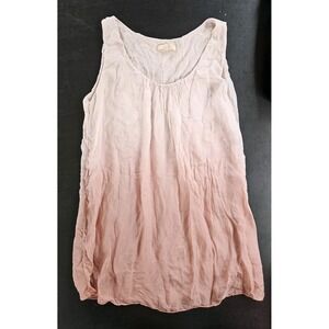 Giusy Tank Top Womens S 100% Silk Lined Hi/Low Hem Flowy Feminine Ombre Pink
